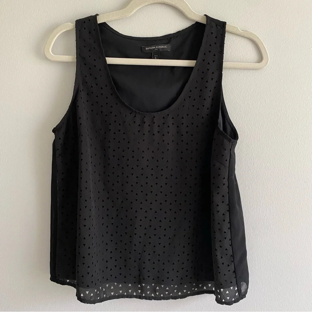 BANANA Republic Black Dressy Layered Tank Top  Size S Petite